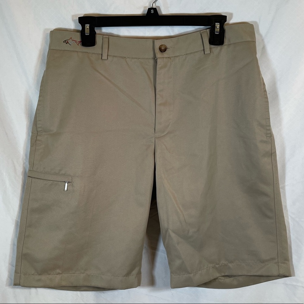 Greg Norman Men's 32 Cargo Chino Golf Shorts Beige Lightweight Stretch